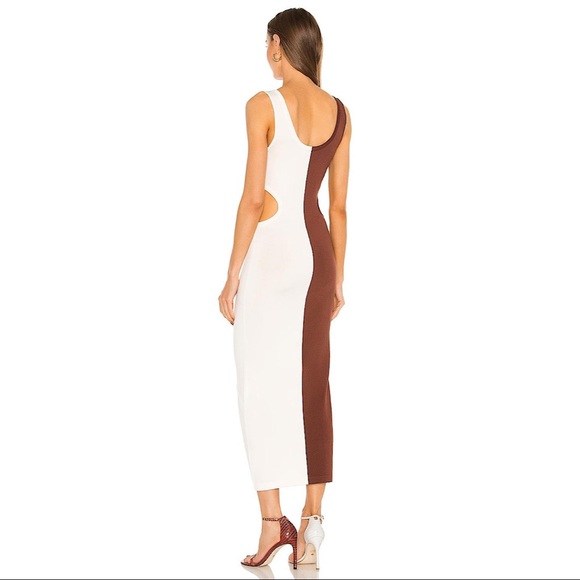 NWT Ronny Kobo Angua Brown White Colorblock Stripe Sleeveless Maxi Dress - Picture 4 of 12
